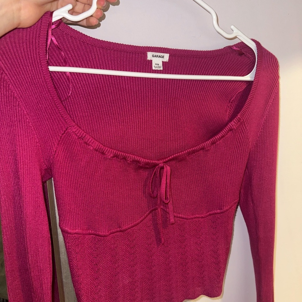 Garage Women's Pink Ribbed Top